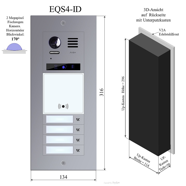 EQS4-ID Edelstahl Außenstation mit RFID f Video Türsprechanlage