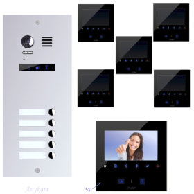 2-Draht Videosprechanlage Video Türsprechanlagen für 5-Familienhaus Klingel mit Kamera