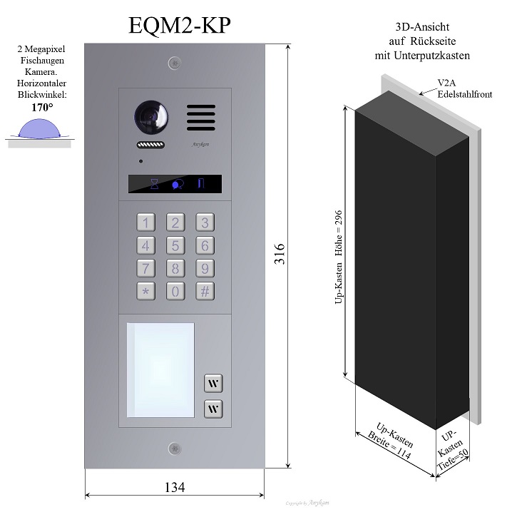 EQM2-KP Edelstahl Außenstation mit Code Keypad f Video Türsprechanlage