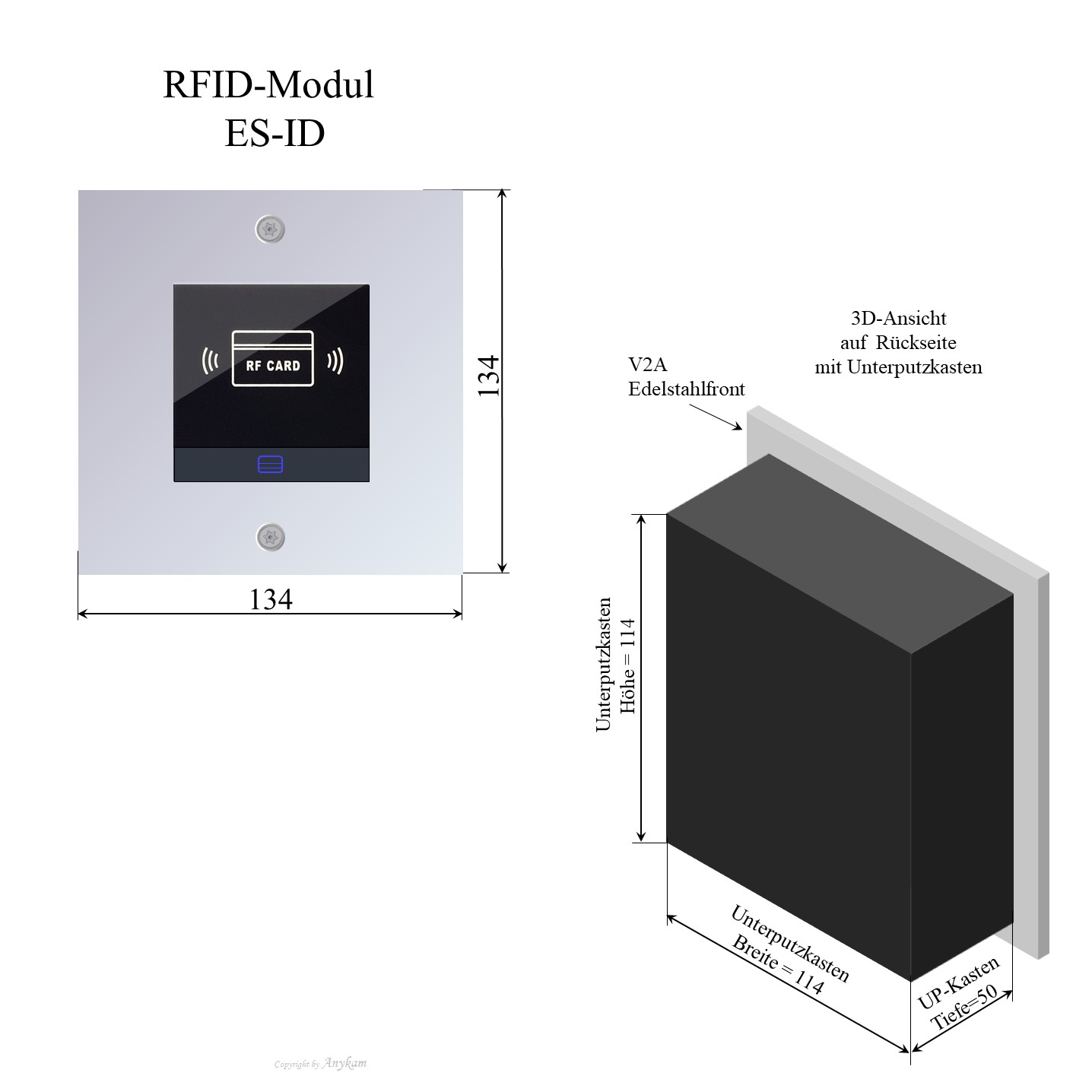 ES-ID Edelstahl RFID-Modul 2Draht Türsprechanlage für Briefkastenanlage