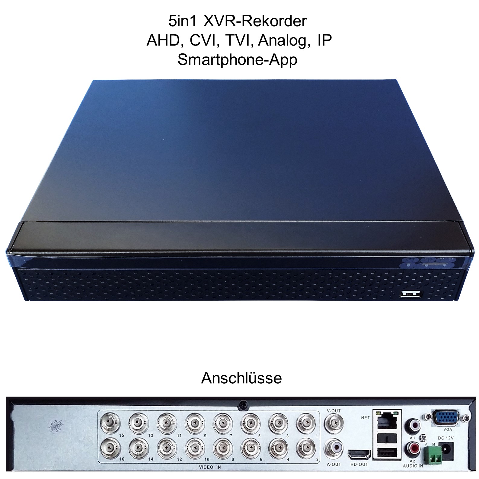 16 Kanal Smart Rekorder Langzeitrekorder 5in1 IP AHD CVI TVI CVBS 3116HDBXVR