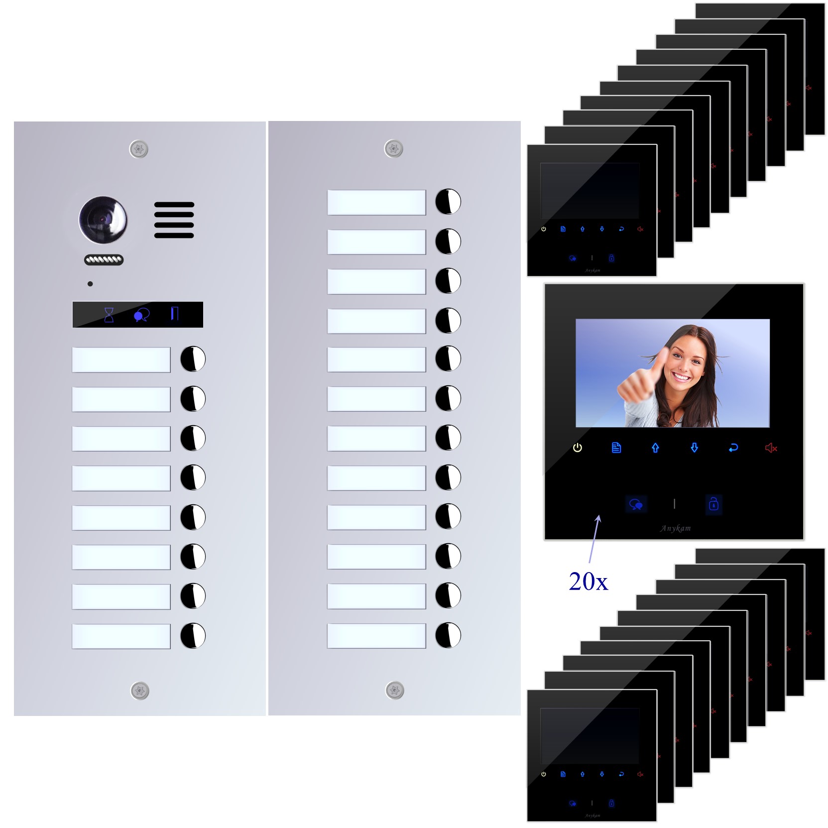 ES8-S12 + 20x43B Video Türsprechanlage Videosprechanlage 20-Familienhaus