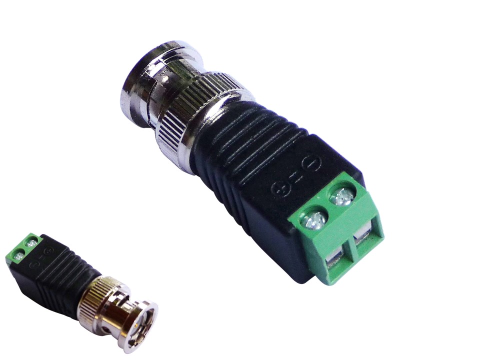 BNC-male zu 2-Pol Adapter von Video Koax RG59 BNC Stecker auf Schraubklemmen